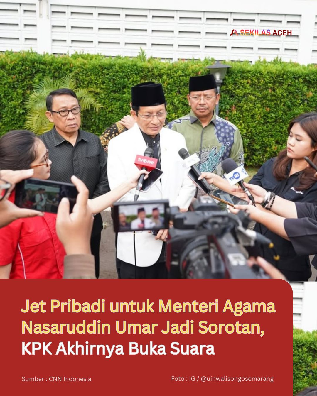Jet Pribadi untuk Menteri Agama Nasaruddin Umar Jadi Sorotan, KPK Akhirnya Buka Suara