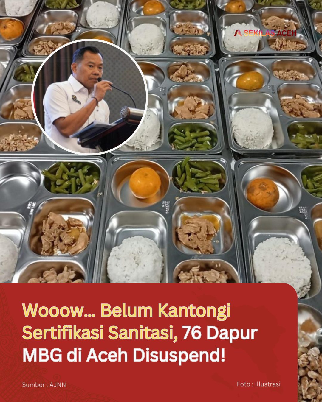 Wooow… Belum Kantongi Sertifikasi Sanitasi, 76 Dapur MBG di Aceh Disuspend!