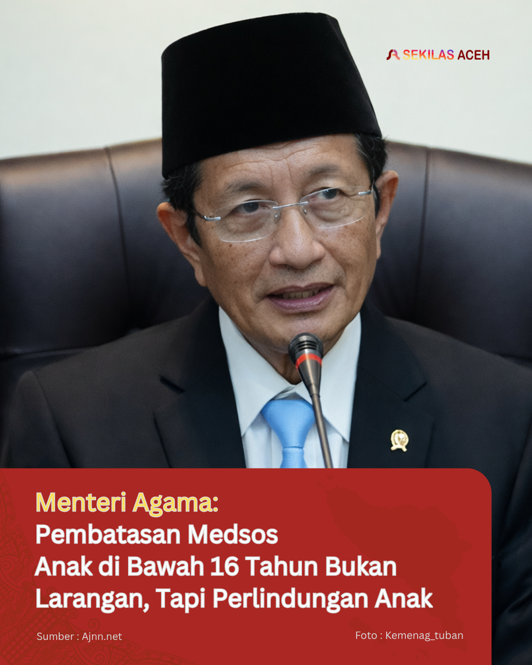 Menteri Agama : Pembatasan Medsos Anak di Bawah 16 Tahun Bukan Larangan, Tapi Perlindungan Anak