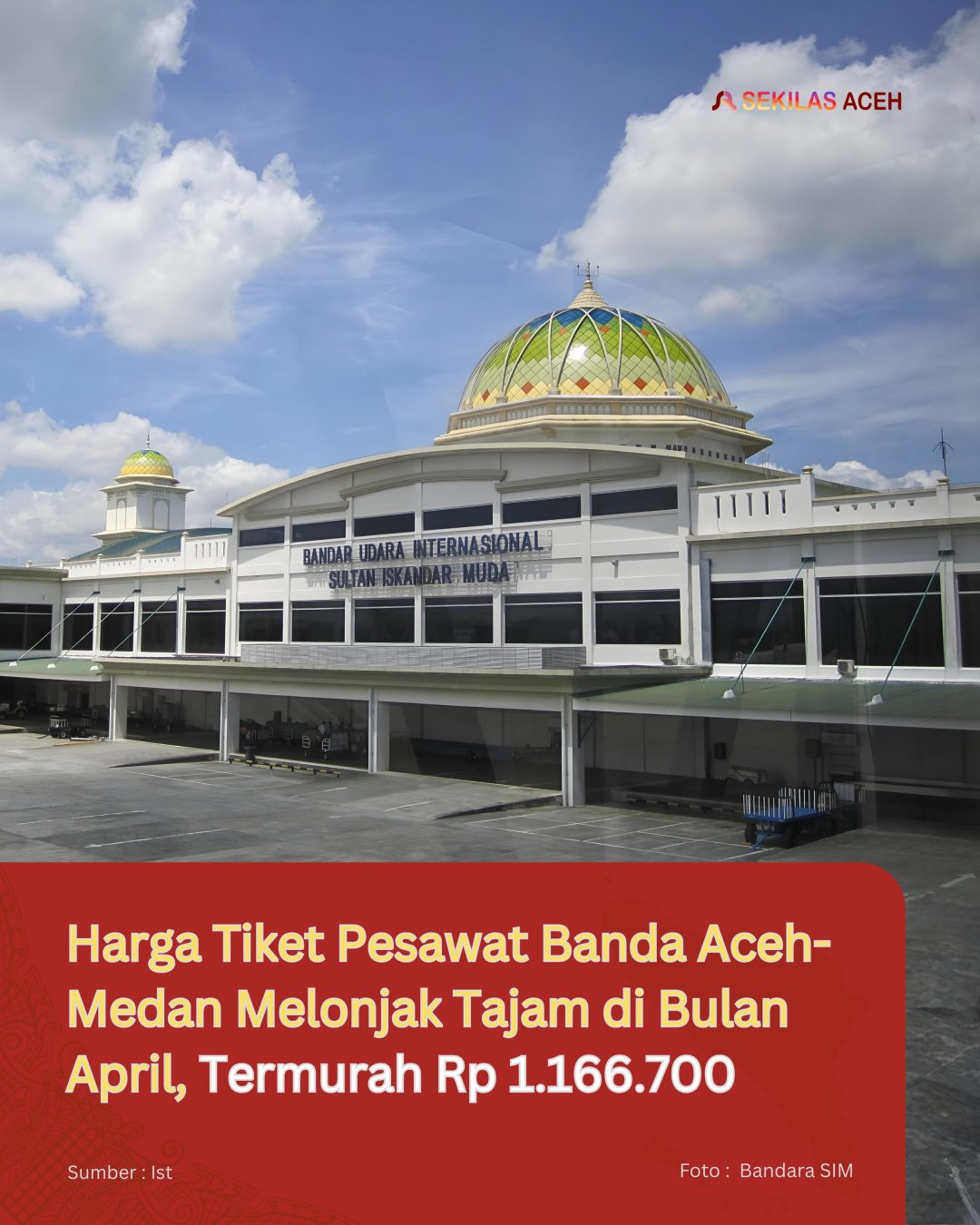 Harga Tiket Pesawat Banda Aceh-Medan Melonjak Tajam di Bulan April, Termurah Rp 1.166.700