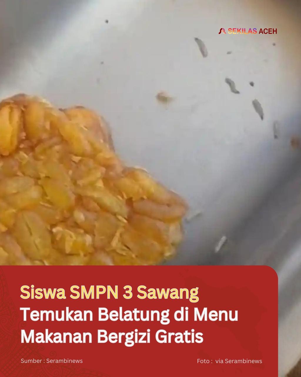 Siswa SMPN 3 Sawang Temukan Belatung di Menu Makanan Bergizi Gratis
