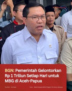 BGN: Pemerintah Gelontorkan Rp 1 Triliun Setiap Hari untuk MBG di Aceh-Papua