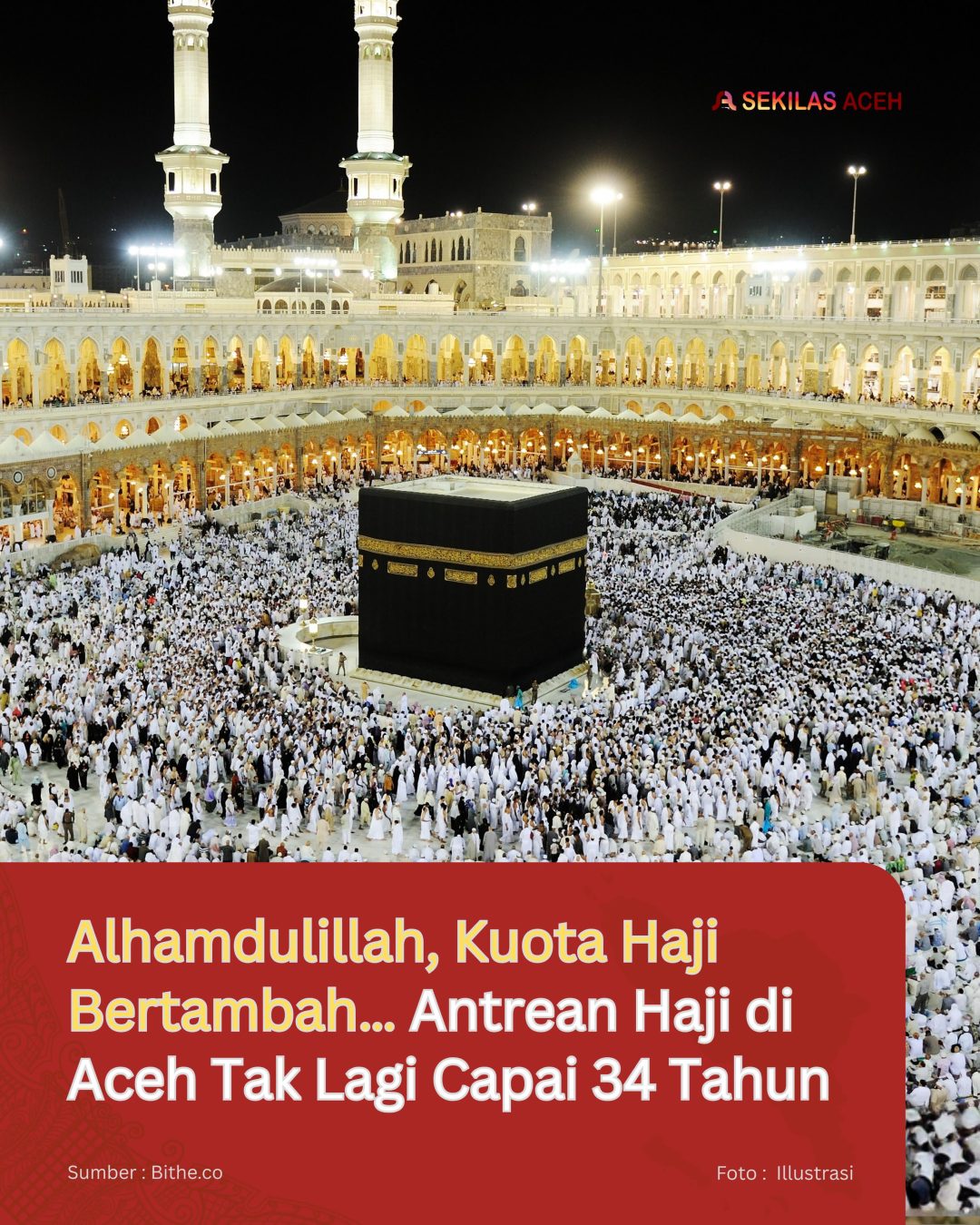 Alhamdulillah, Kuota Haji Bertambah… Antrean Haji di Aceh Tak Lagi Capai 34 Tahun