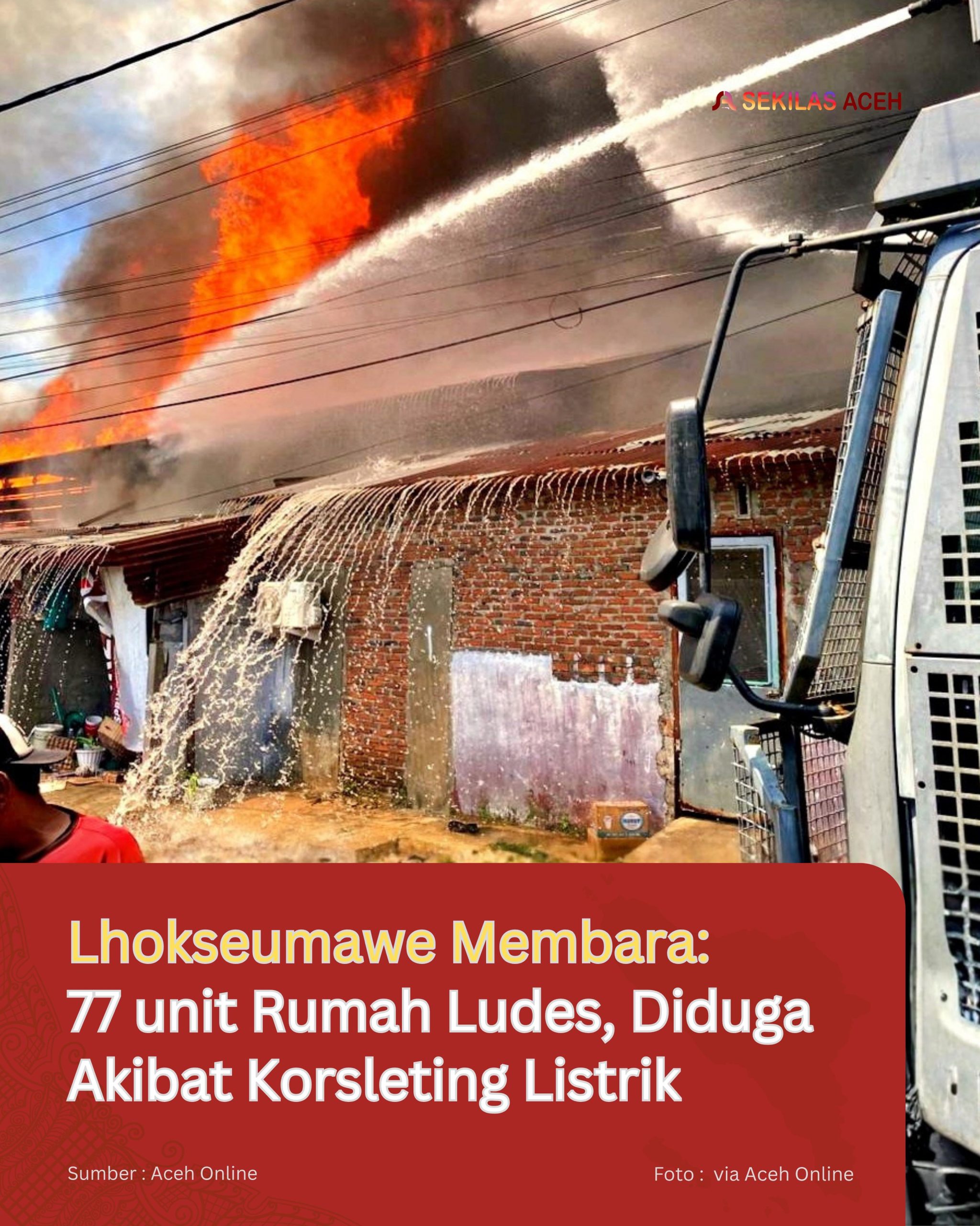Lhokseumawe Membara: 77 unit Rumah Ludes, Diduga Akibat Korsleting Listrik