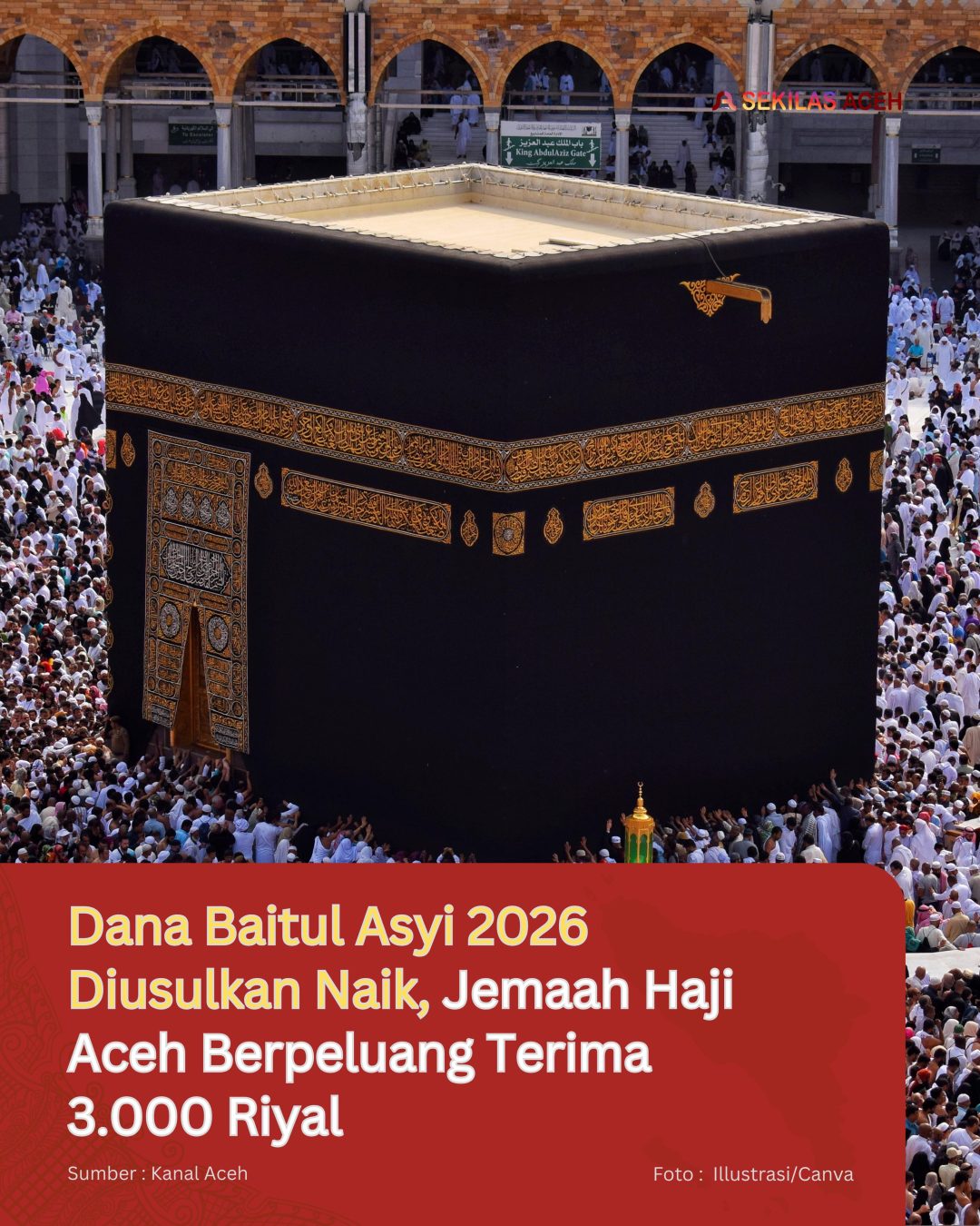 Dana Baitul Asyi 2026 Diusulkan Naik, Jemaah Haji Aceh Berpeluang Terima 3.000 Riyal