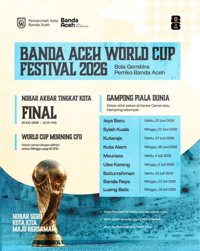 BANDA ACEH WORLD CUP FESTIVAL 2026 Bola Gembira Pemko Banda Aceh