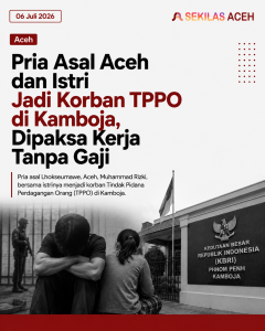 Pria Asal Aceh dan Istri Jadi Korban TPPO di Kamboja, Dipaksa Kerja Tanpa Gaji