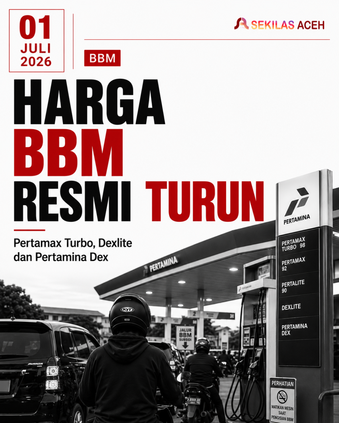 Harga BBM Resmi Turun : Pertamax Turbo, Dexlite dan Pertamina Dex