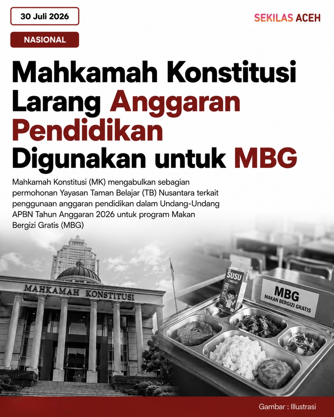 Mahkamah Konstitusi Larang Anggaran Pendidikan Digunakan untuk MBG