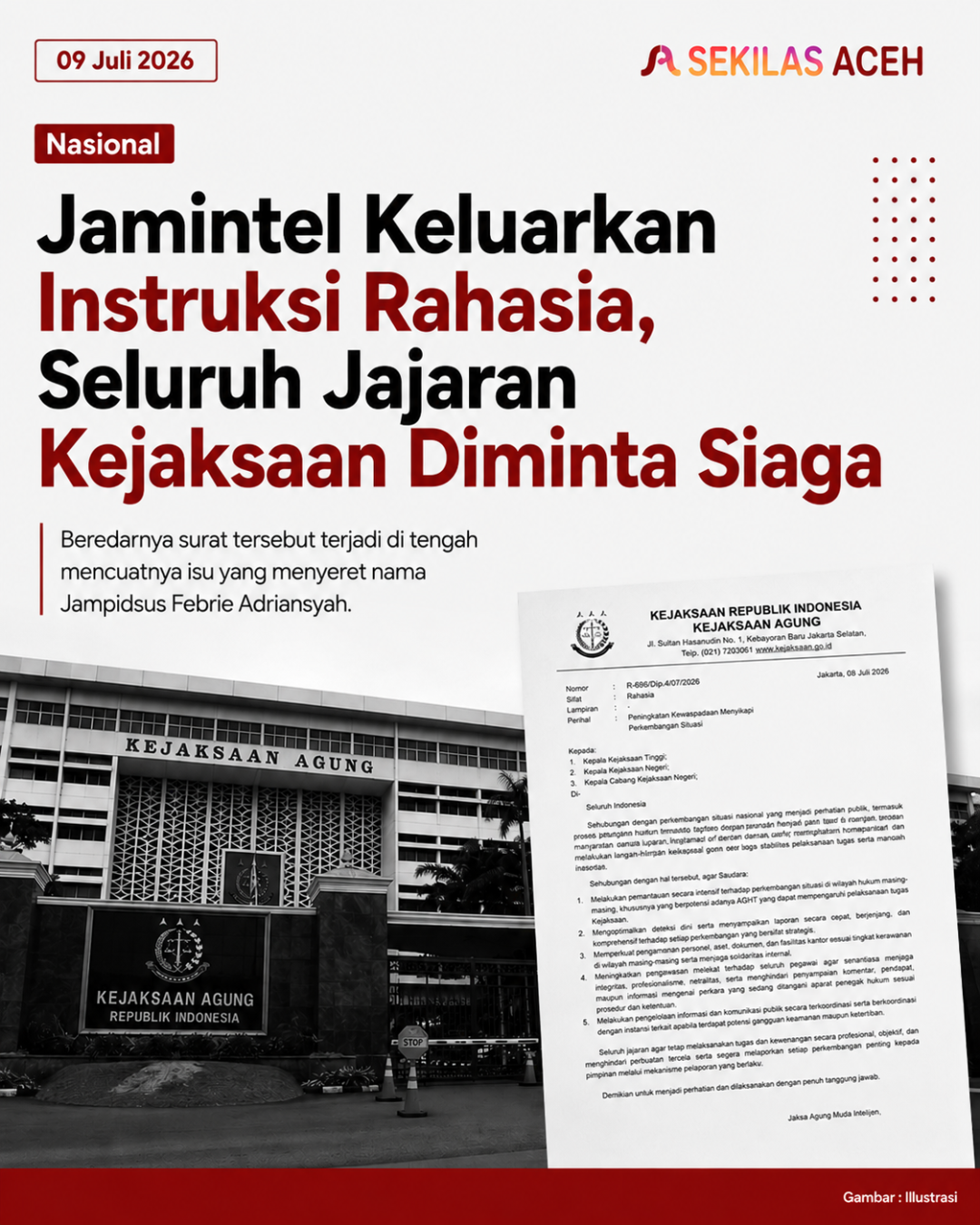 Jamintel Keluarkan Instruksi Rahasia, Seluruh Jajaran Kejaksaan Diminta Siaga