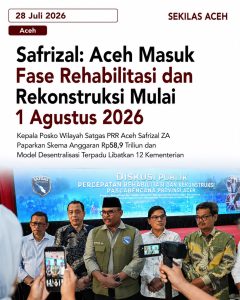 Safrizal: Aceh Masuk Fase Rehabilitasi dan Rekonstruksi Mulai 1 Agustus 2026