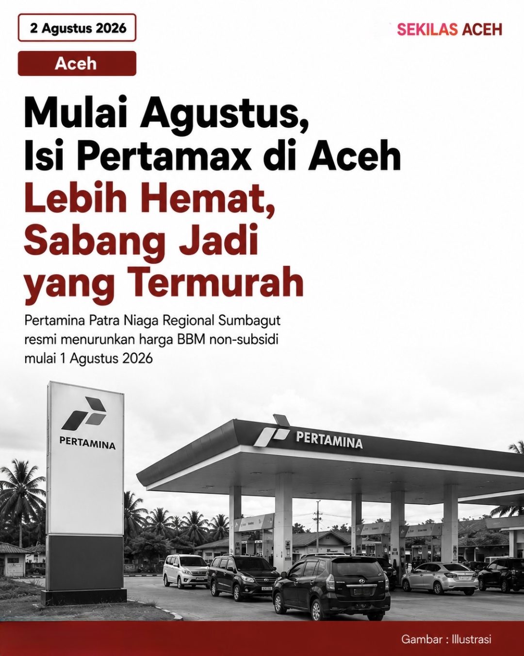 Mulai Agustus, Isi Pertamax di Aceh Lebih Hemat, Sabang Jadi yang Termurah
