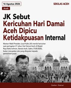 JK Sebut Kericuhan Hari Damai Aceh Dipicu Ketidakpuasan Internal