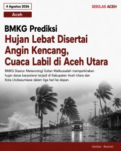 BMKG Prediksi Hujan Lebat Disertai Angin Kencang, Cuaca Labil di Aceh Utara dan Lhokseumawe