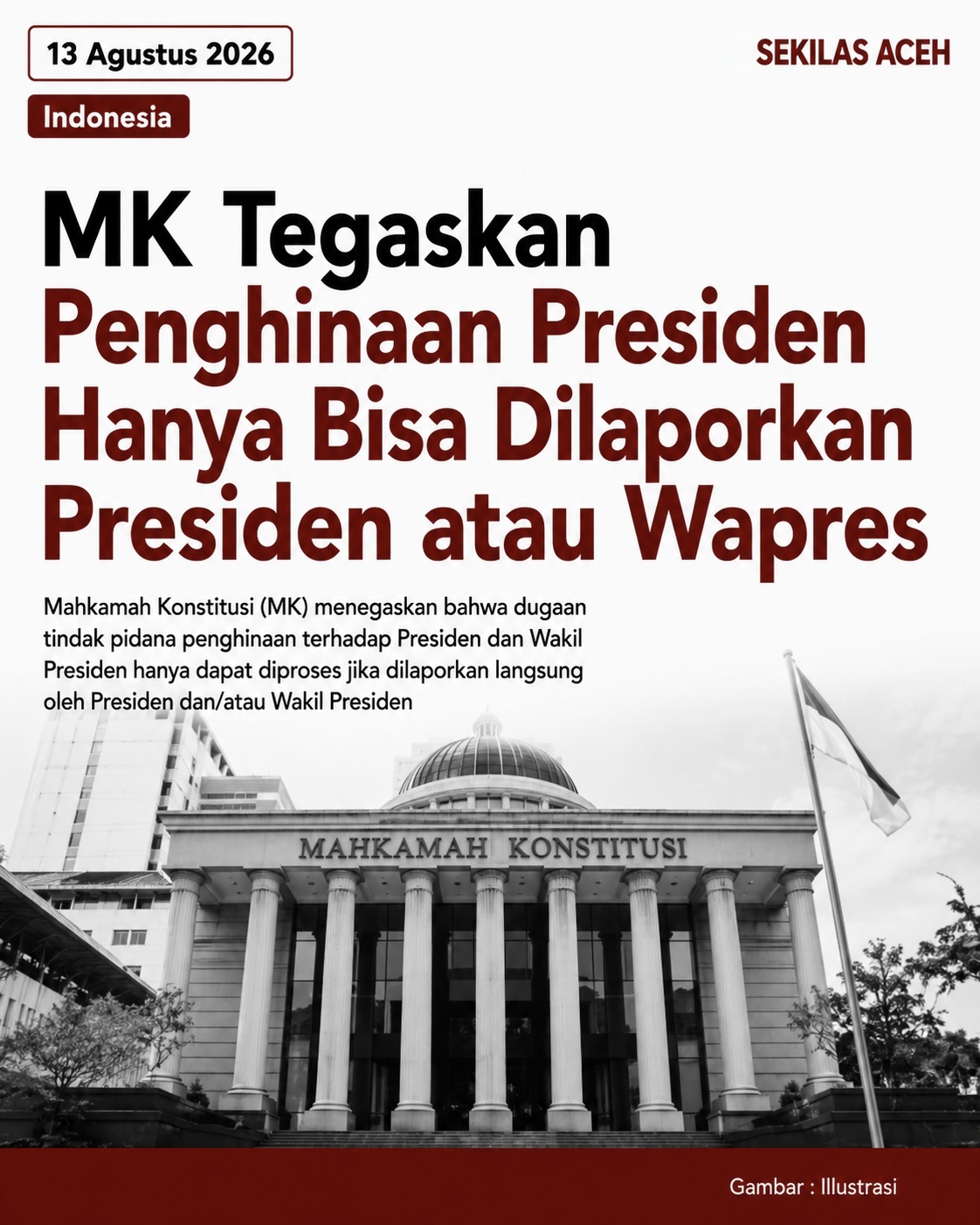 MK Tegaskan Penghinaan Presiden Hanya Bisa Dilaporkan Presiden atau Wapres