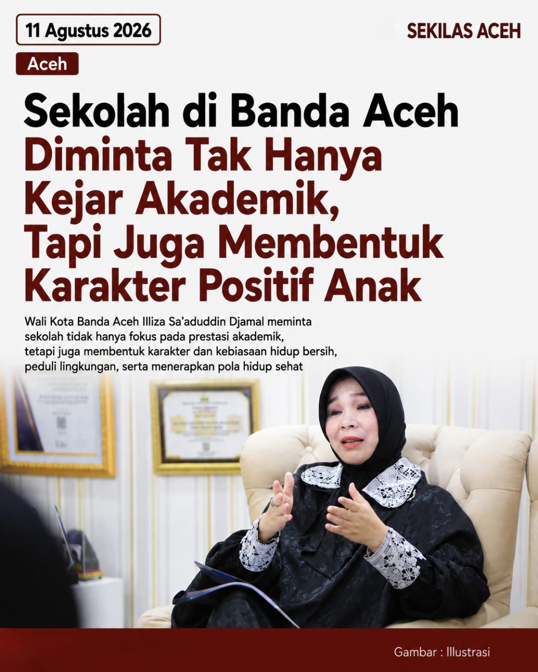 Sekolah di Banda Aceh Diminta Tak Hanya Kejar Akademik, Tapi Juga Membentuk Karakter Positif Anak