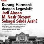 Kurang Harmonis dengan Legeslatif Jadi Alasan M. Nasir Dicopot Sebagai Sekda Aceh?