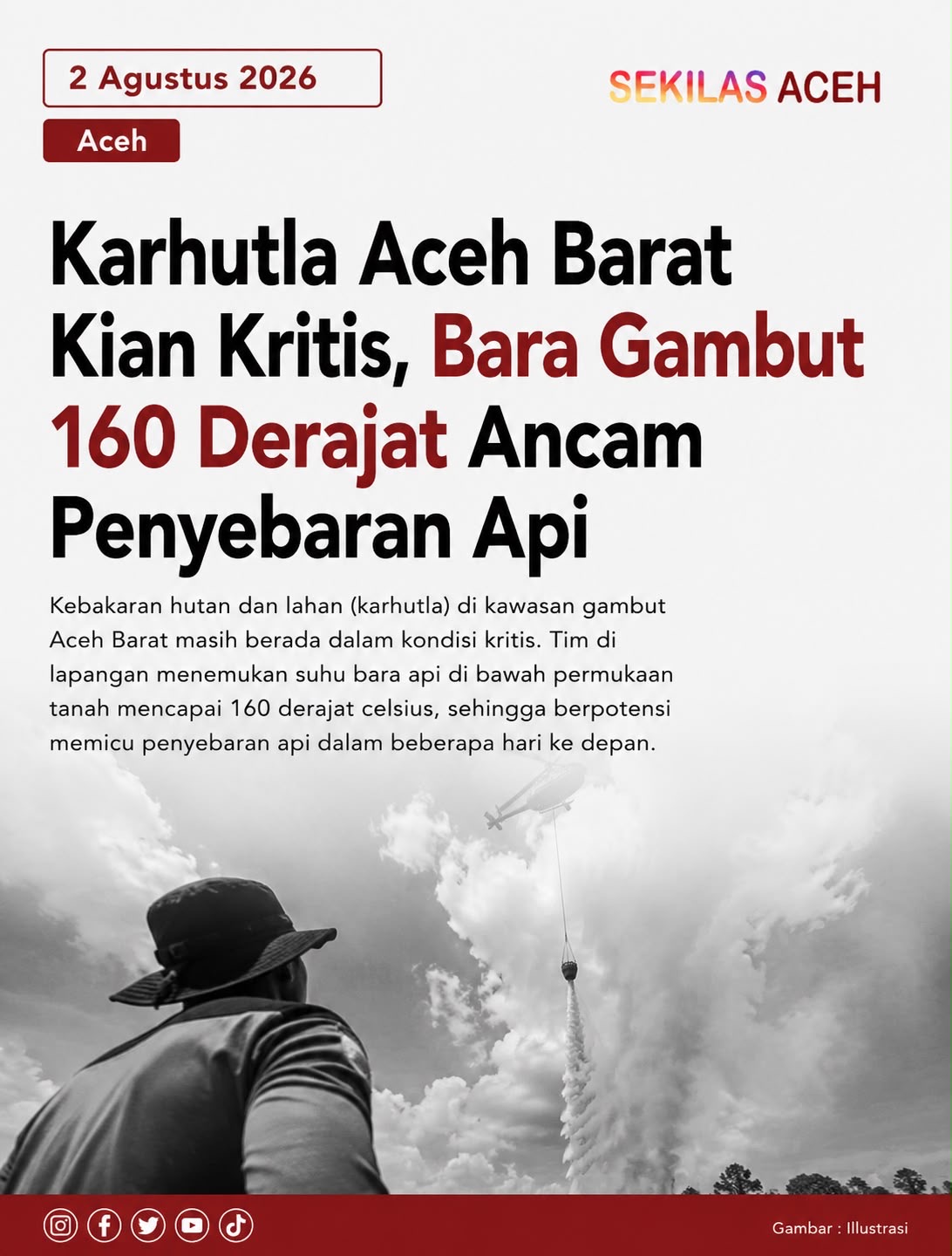 Karhutla Aceh Barat Kian Kritis, Bara Gambut 160 Derajat Ancam Penyebaran Api