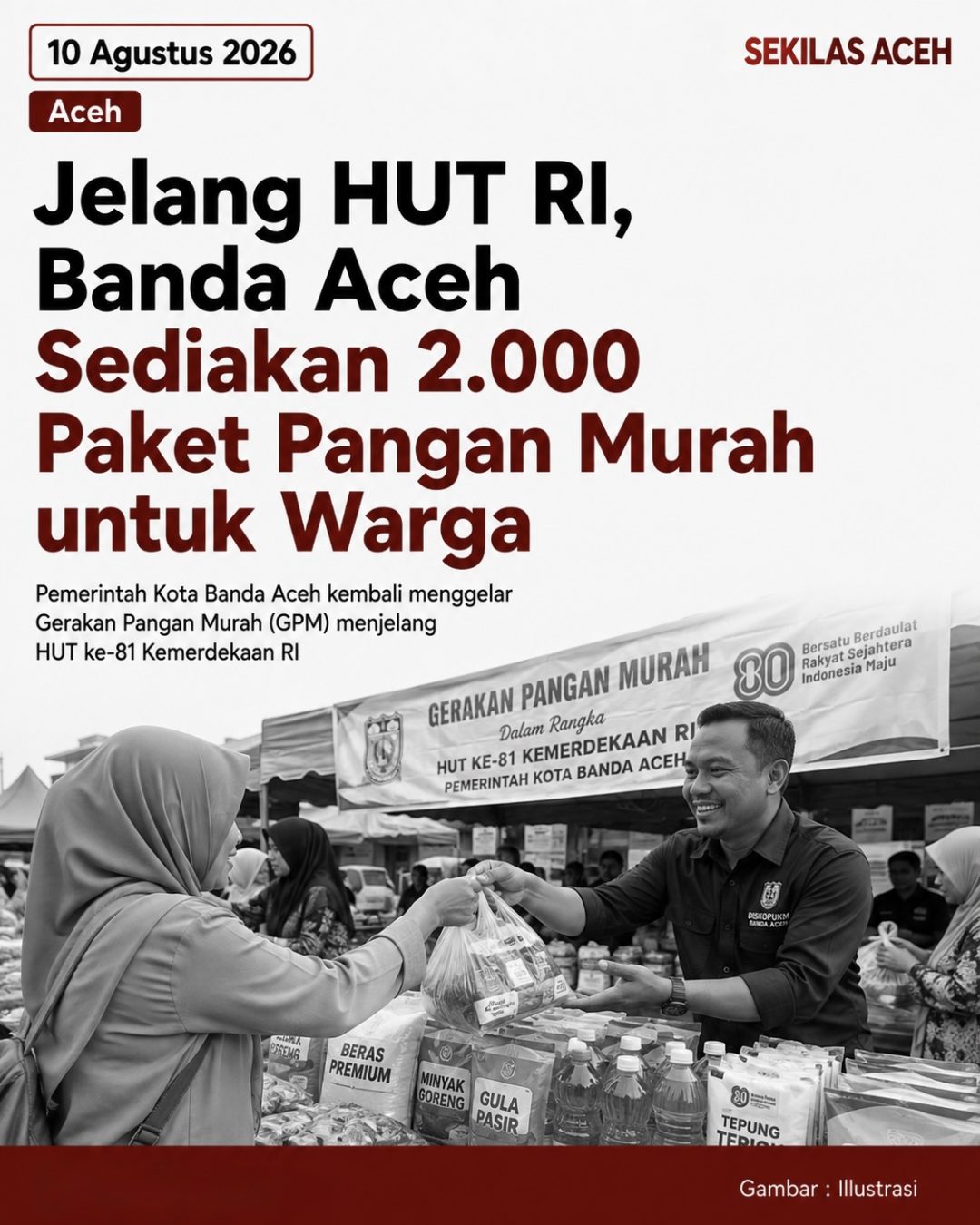 Jelang HUT RI, Banda Aceh Sediakan 2.000 Paket Pangan Murah untuk Warga