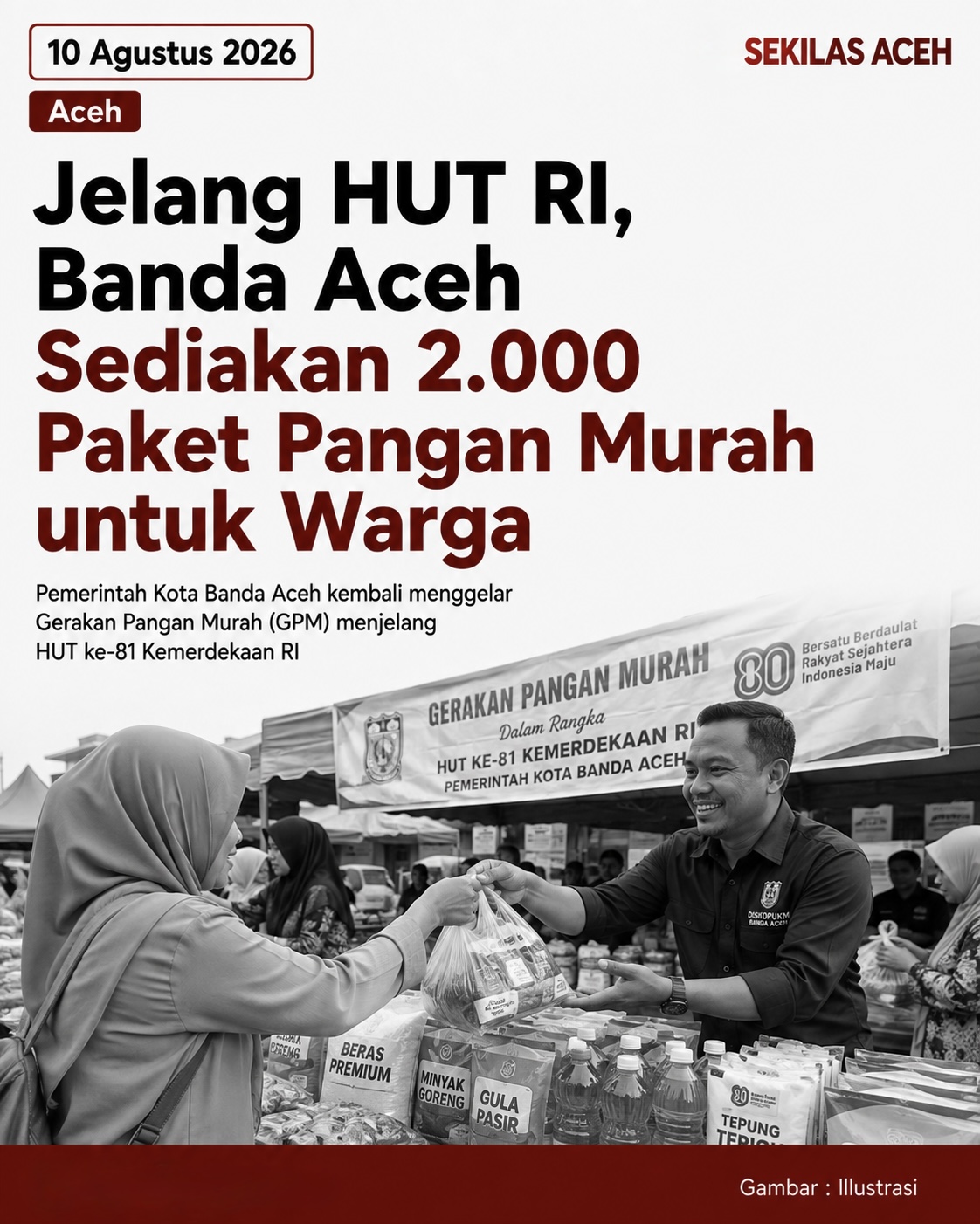 Jelang HUT RI, Banda Aceh Sediakan 2.000 Paket Pangan Murah untuk Warga