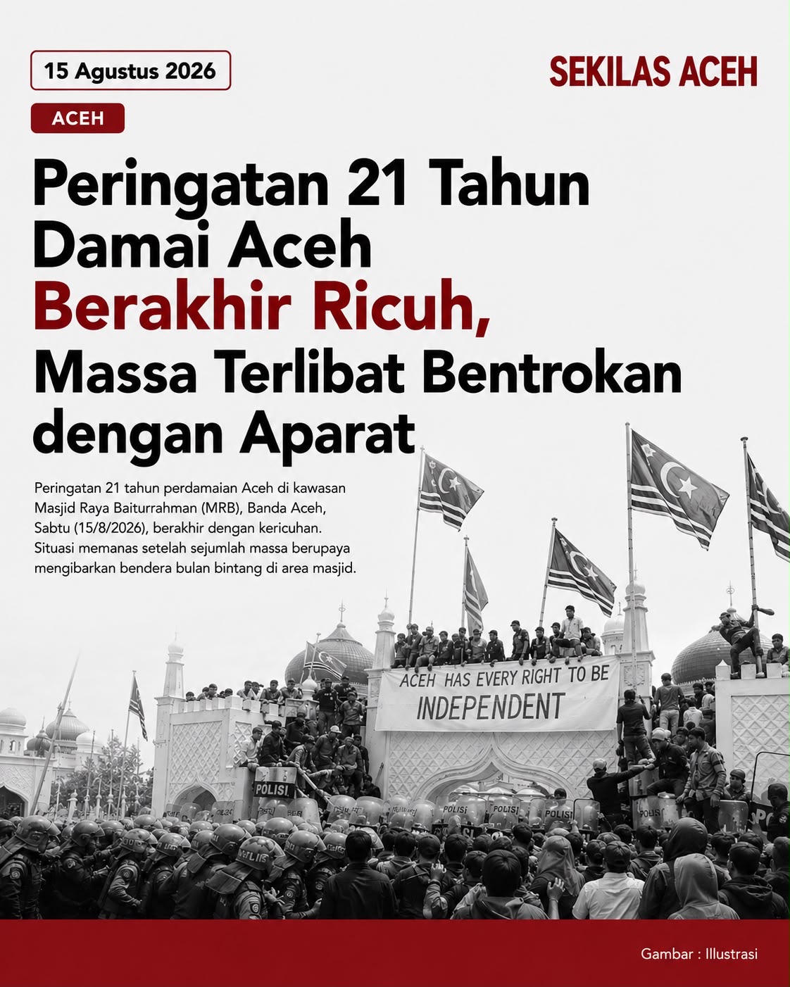 Peringatan 21 Tahun Damai Aceh Berakhir Ricuh, Massa Terlibat Bentrokan dengan Aparat