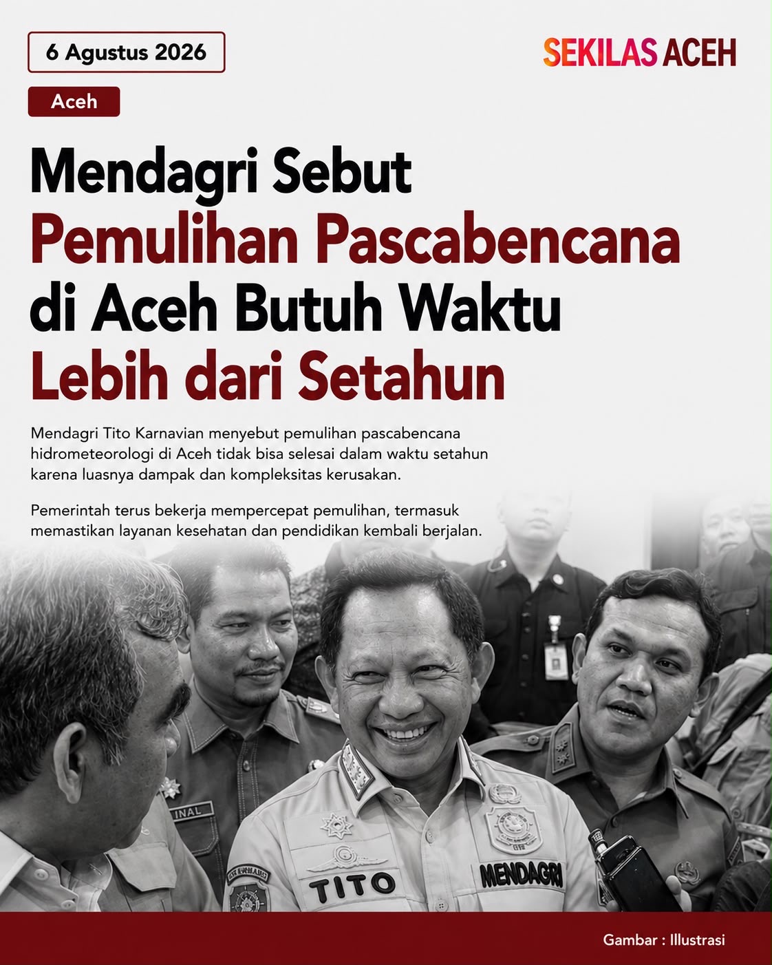 Mendagri Sebut Pemulihan Pascabencana di Aceh Butuh Waktu Lebih dari Setahun