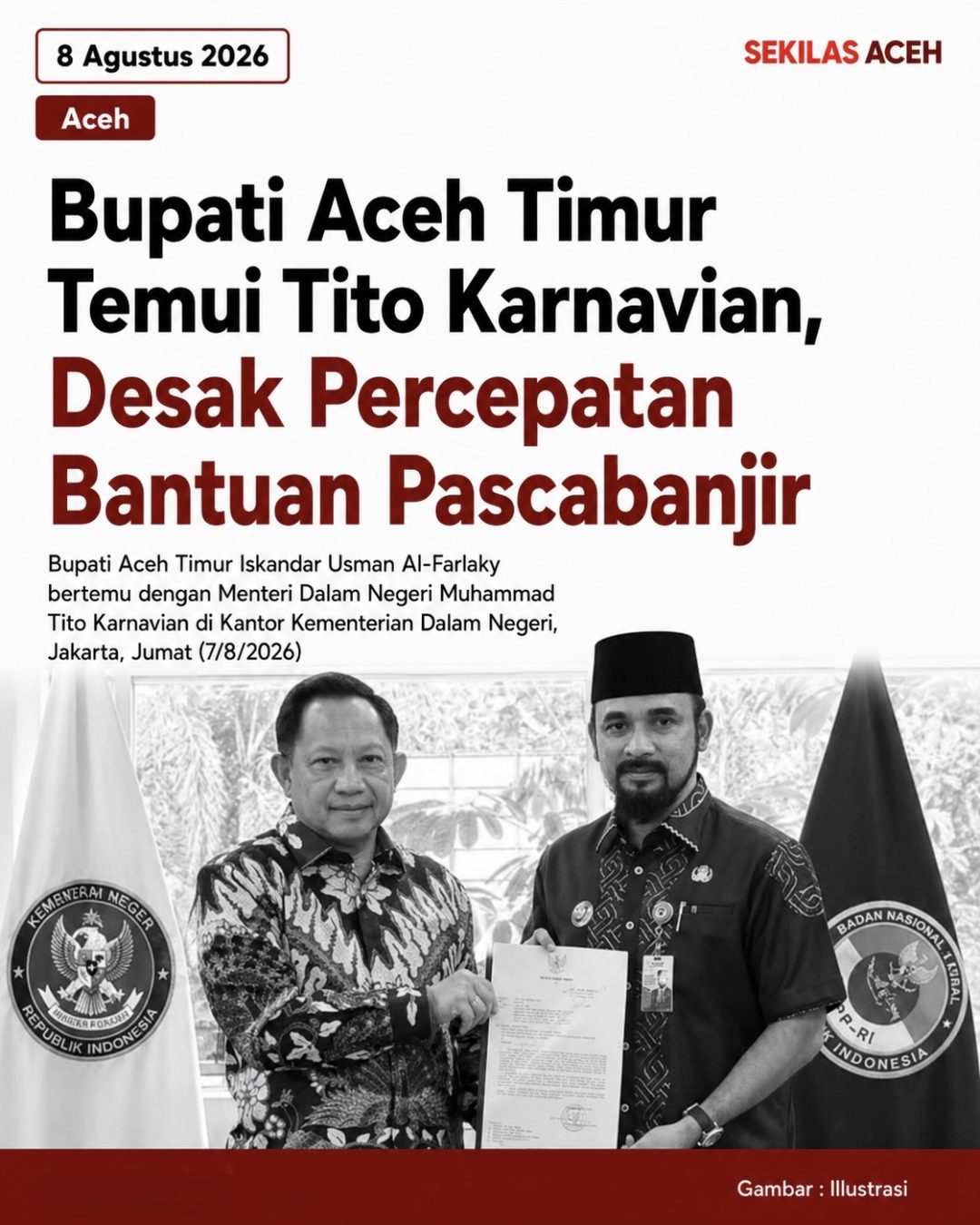 Bupati Aceh Timur Temui Tito Karnavian, Desak Percepatan Bantuan Pascabanjir