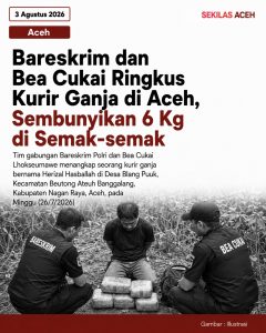 Bareskrim dan Bea Cukai Ringkus Kurir Ganja di Aceh, Sembunyikan 6 Kg di Semak-semak