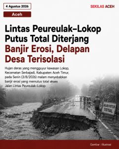 Lintas Peureulak–Lokop Putus Total Diterjang Banjir Erosi, Delapan Desa Terisolasi
