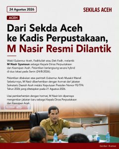 Dari Sekda Aceh ke Kadis Perpustakaan, M Nasir Resmi Dilantik